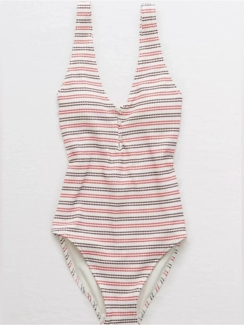 aerie Pink and Cream Striped Girls One-Piece Swimsuit